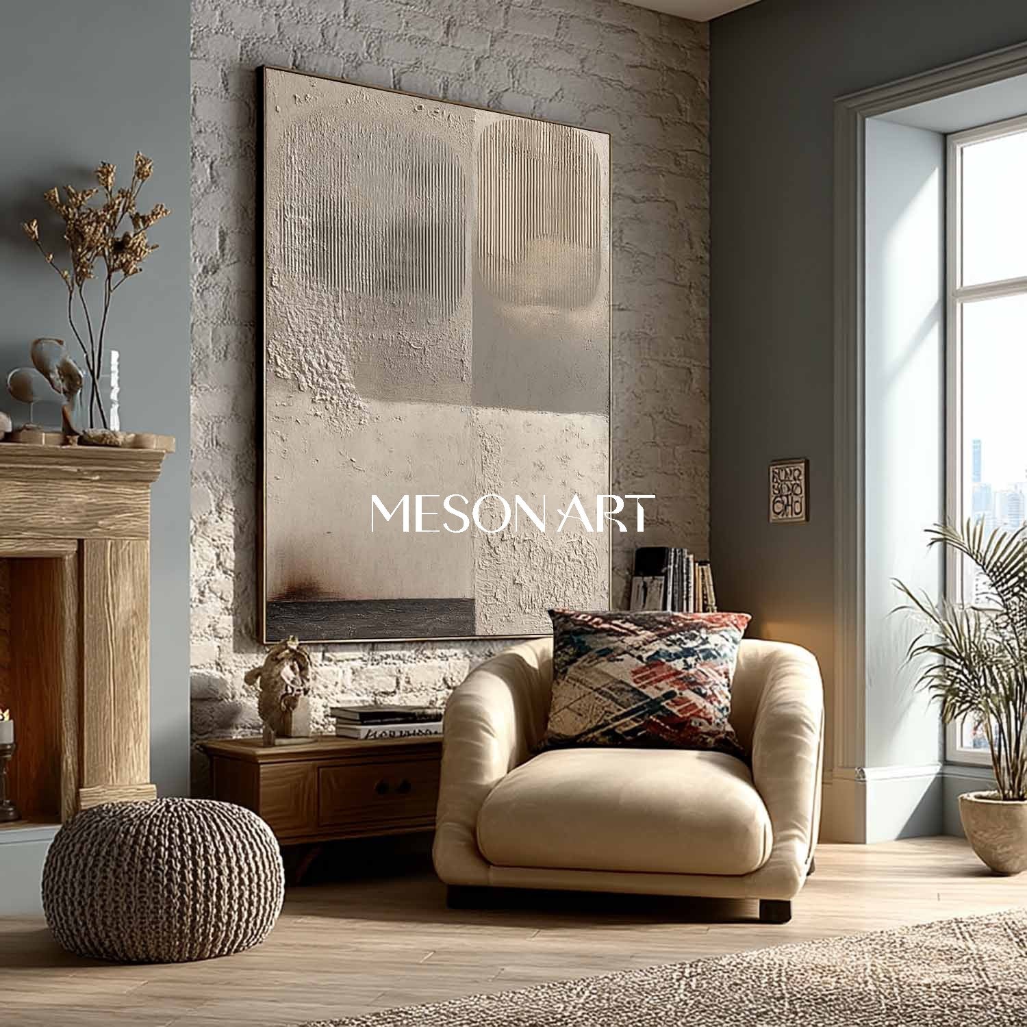 Handmade Textured Wabi-Sabi Minimalist Canvas Original Neutral Art