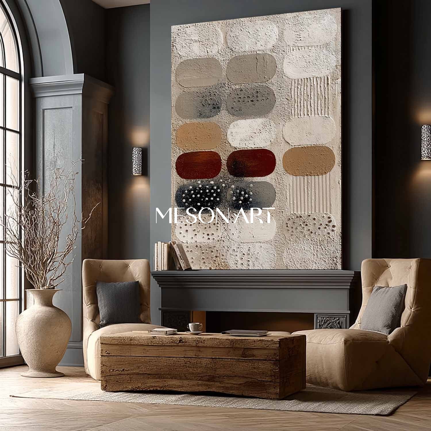 Buy Earthy Tones Wabi-Sabi Wall Art Neutral Textured Abstract Painting