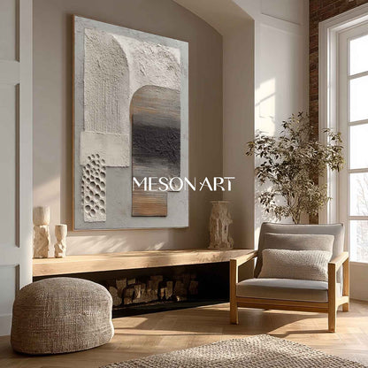 Original Wabi-Sabi Heavy Textured Abstract Painting Neutral Wall Art