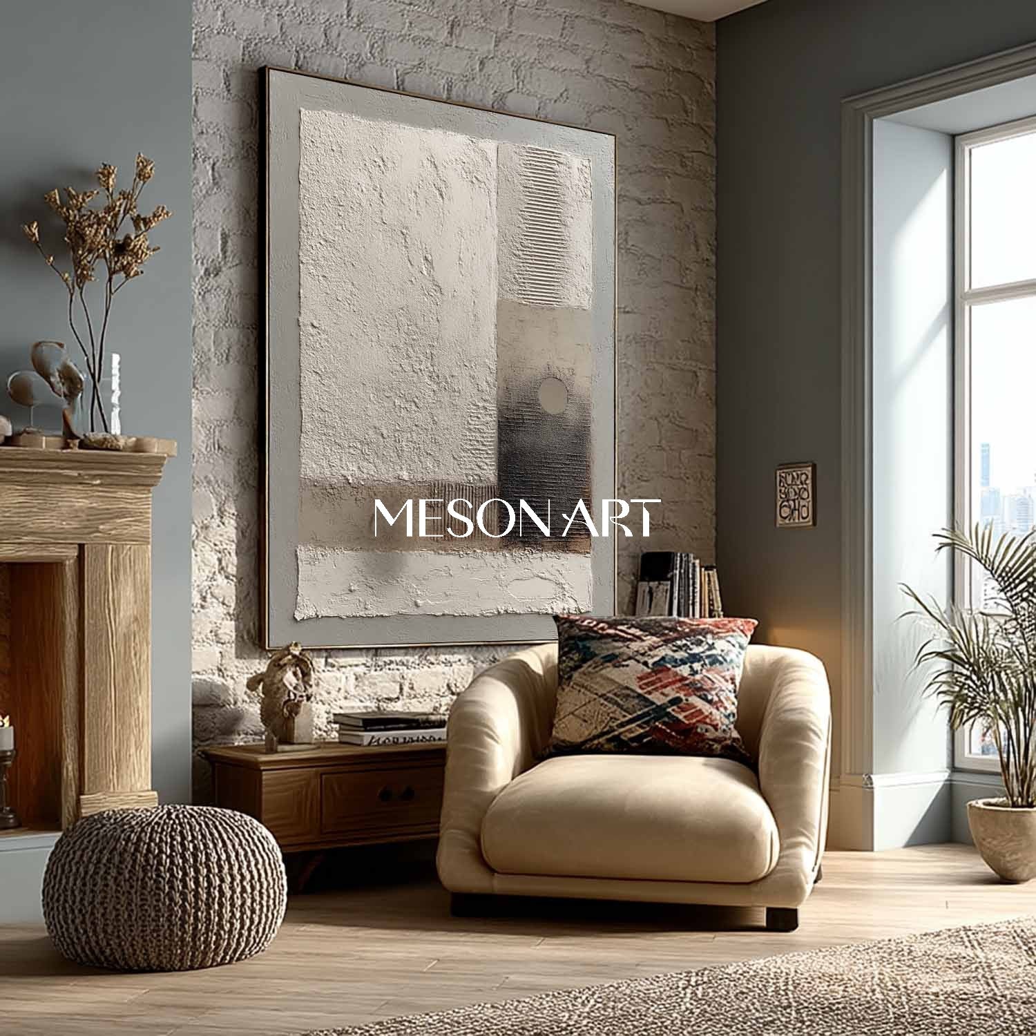 Heavy Textured Minimalist Abstract Oil Painting Wabi Sabi Wall Art