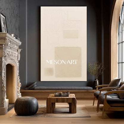 Beige Wabi-Sabi Contemporary Minimalist Textured Canvas Living Room