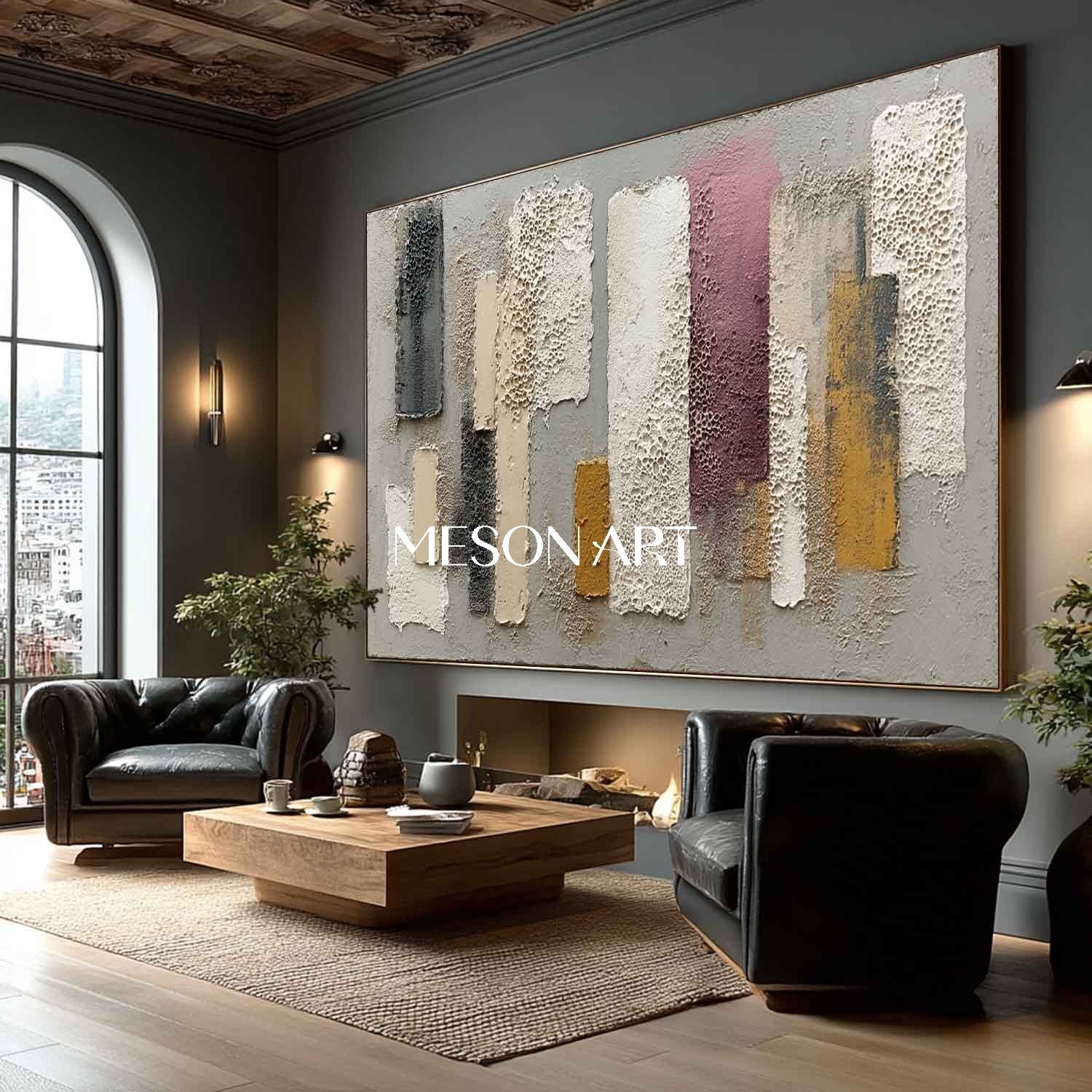 Contemporary Wabi-Sabi Geometric Art Large Colorful Wall Decor Hallway
