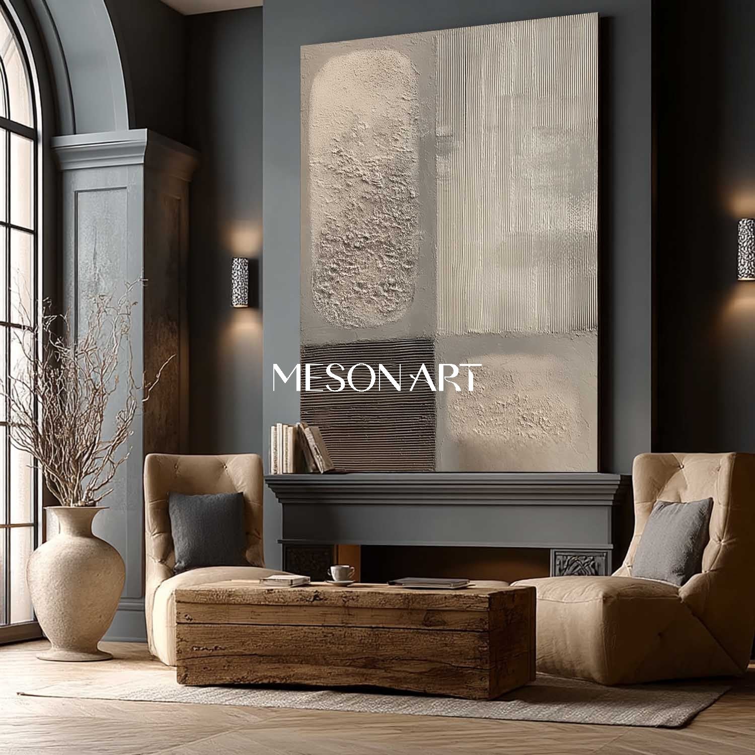 Original Wabi Sabi Minimalist Textured Abstract Wall Art Living Room