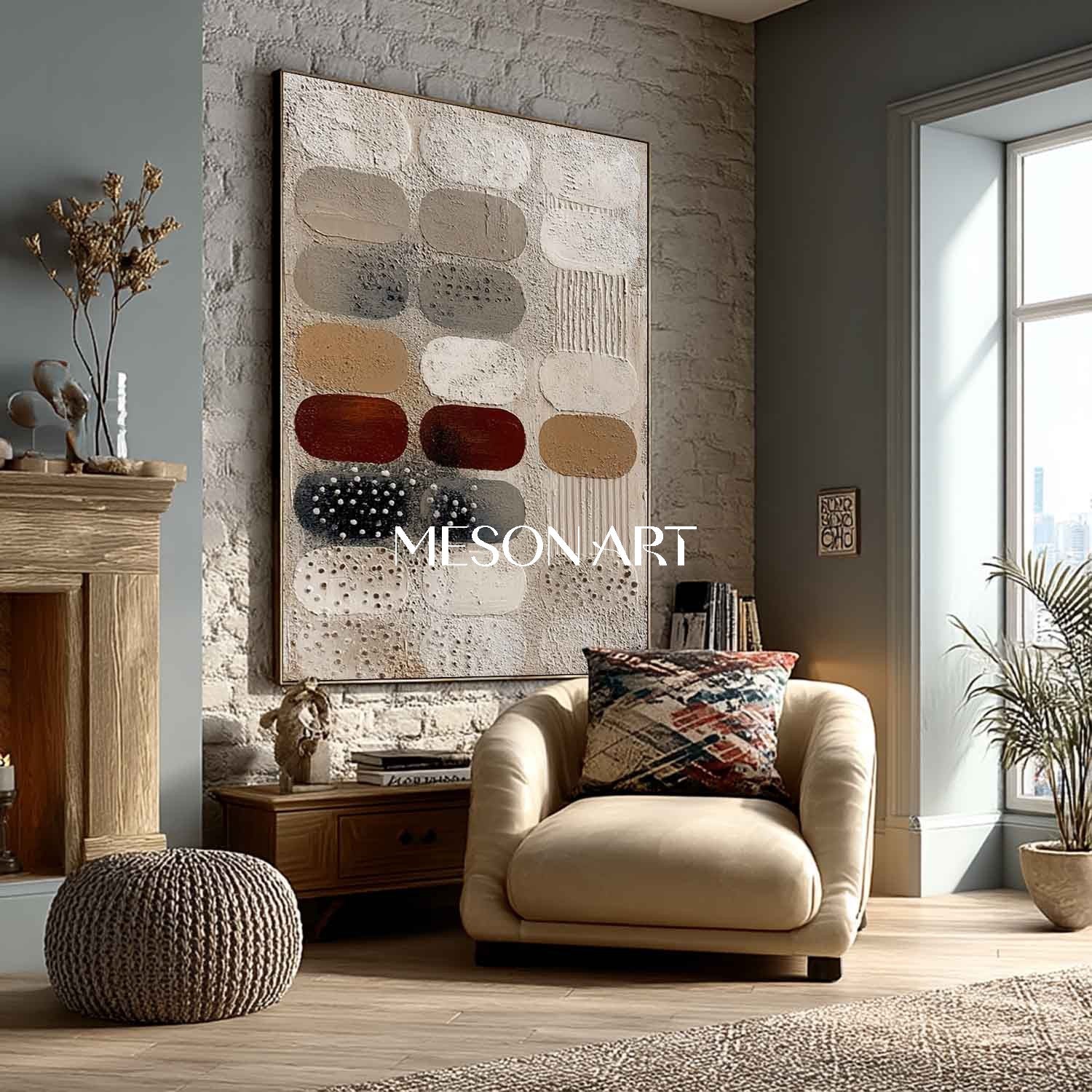 Buy Earthy Tones Wabi-Sabi Wall Art Neutral Textured Abstract Painting