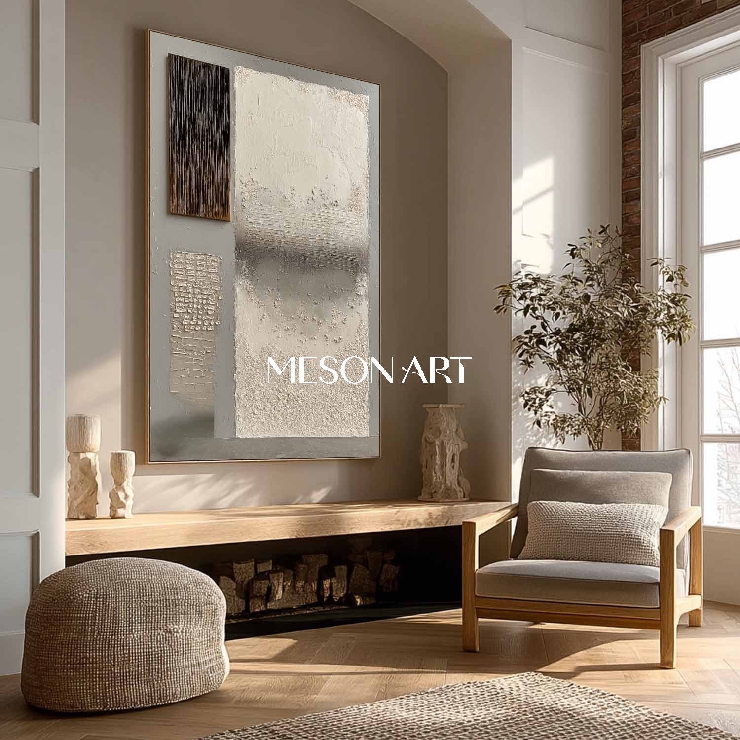 Wabi-Sabi Textured Abstract Canvas 24"Hx 20"W/ 61 x 51 CM Wall Art