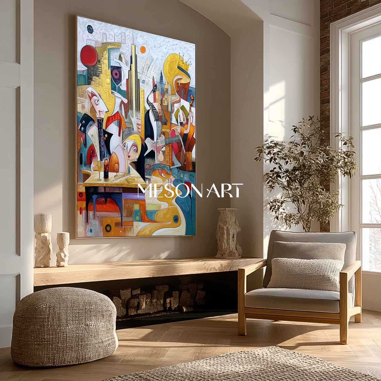 Picasso Style Cubist Figurative Painting Wall Art Living Room Decor