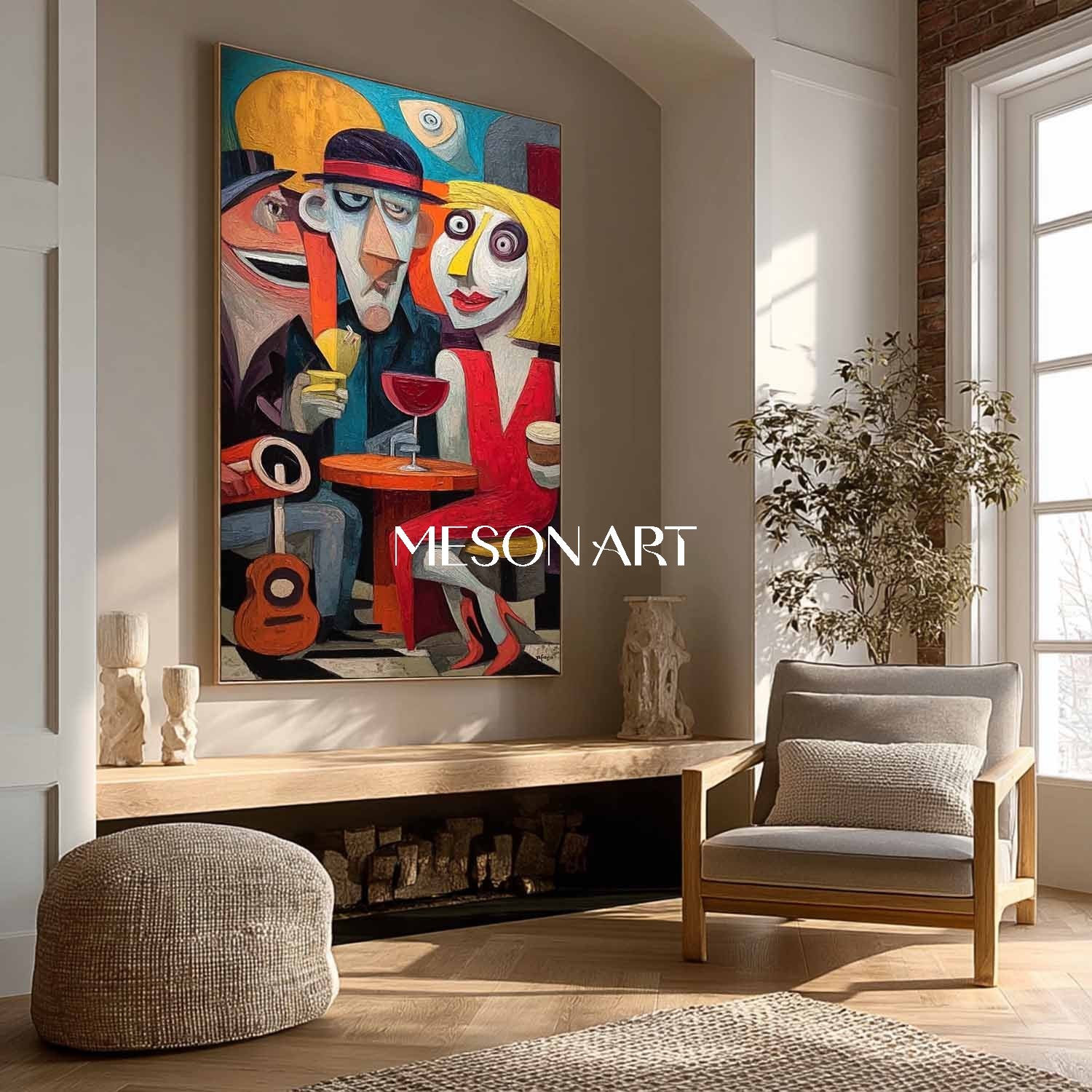Buy Large Playful Pop Art Abstract Art with Figures for Modern On Sale