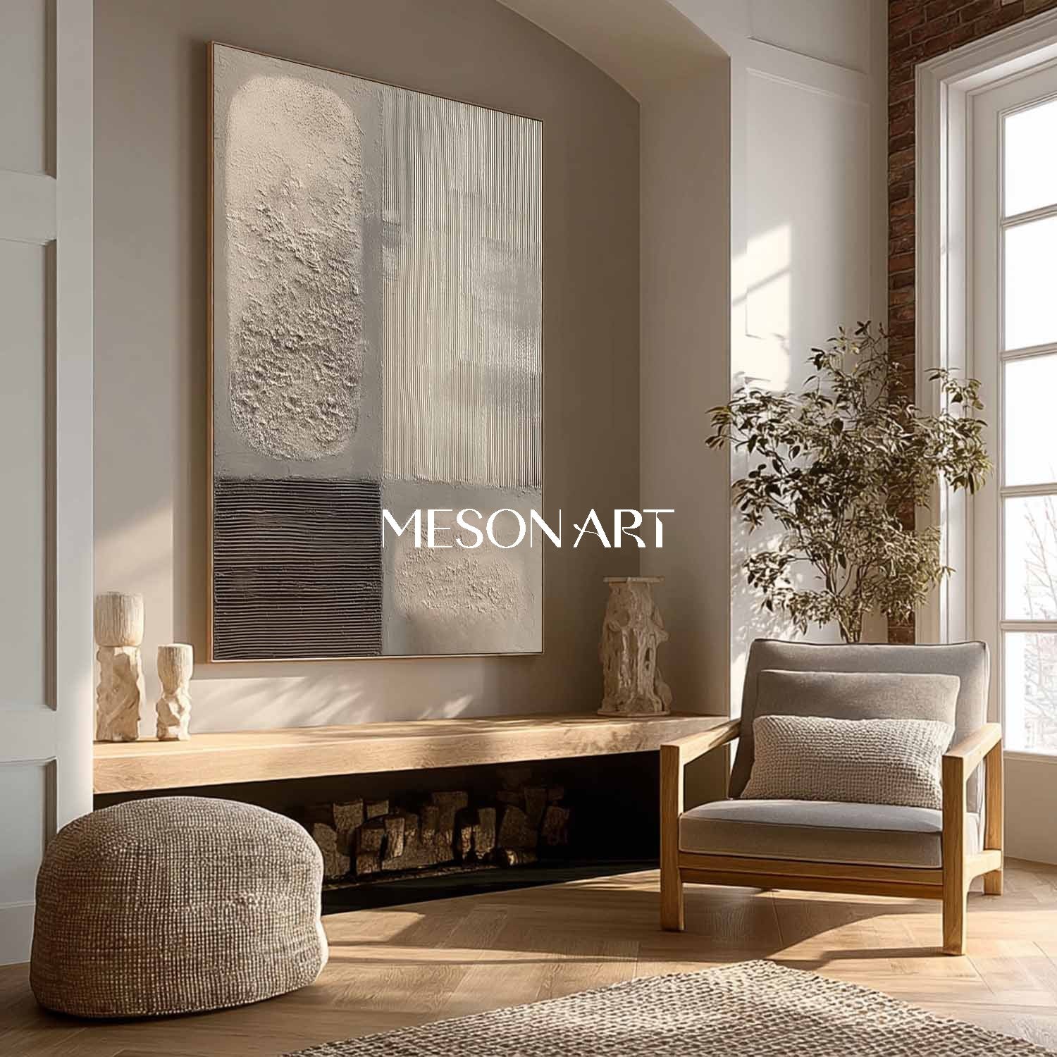 Original Wabi Sabi Minimalist Textured Abstract Wall Art Living Room