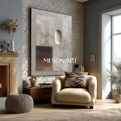 Large Wabi-Sabi Contemporary Minimalist Abstract Canvas with Textures