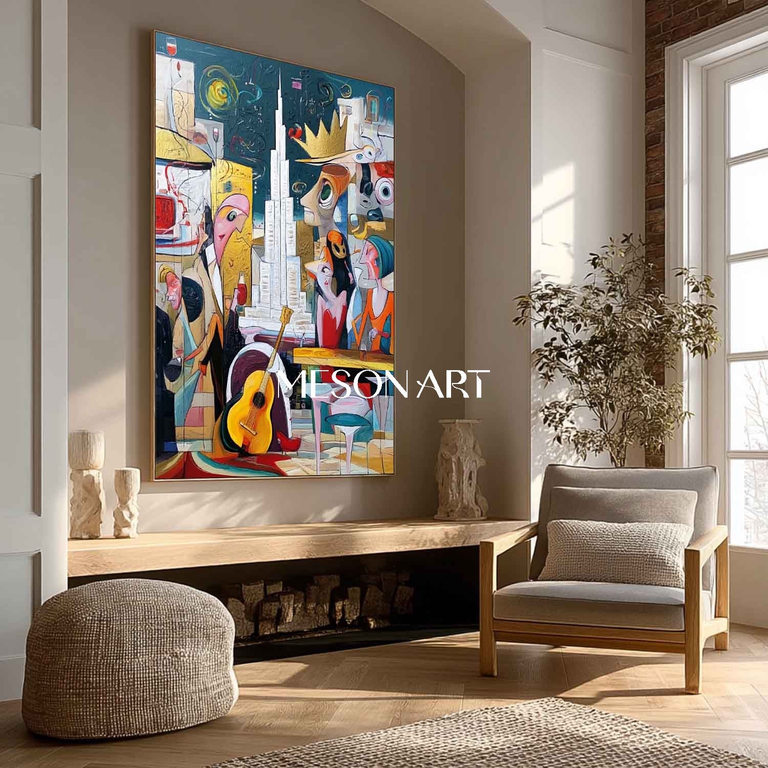 Buy Modern Picasso Inspired Cubist Figurative Painting Large Wall Art