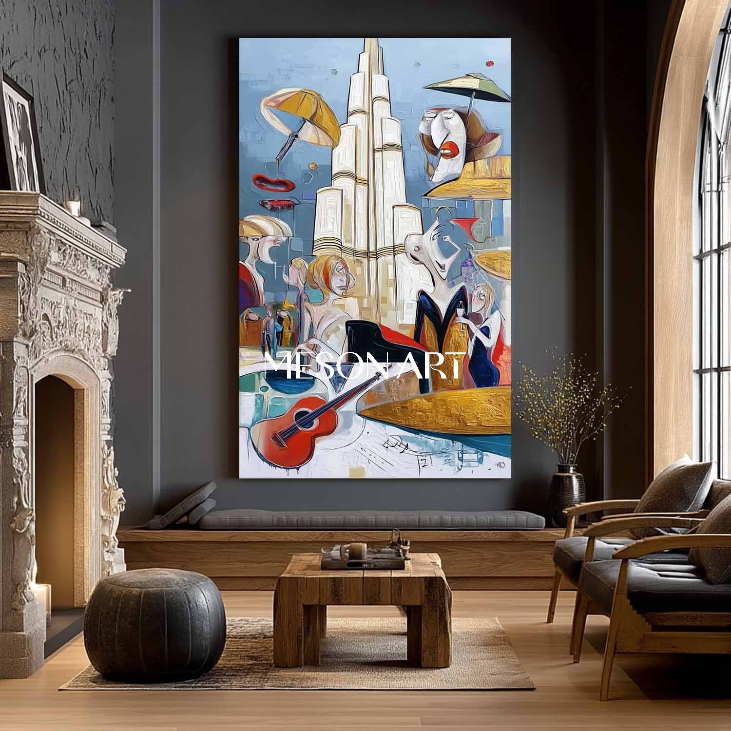 Oder Blue Luxury Abstract Painting Vertical Entryway Wall Art