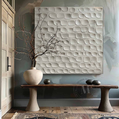 Large 3D White Plaster Canvas Art for Sale White Plaster Minimalist Abstract Texture Wall Painting
