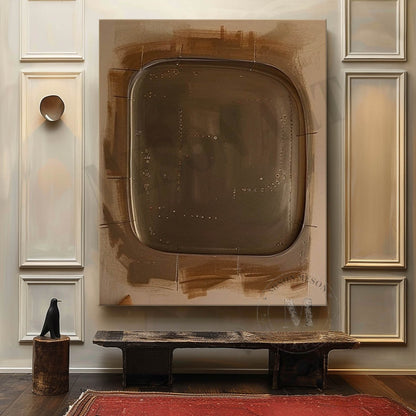 3D Wabi Sabi Wall Art Decor Brown Minimalist Abstract Art Canvas For Sale Brown Texture Painting