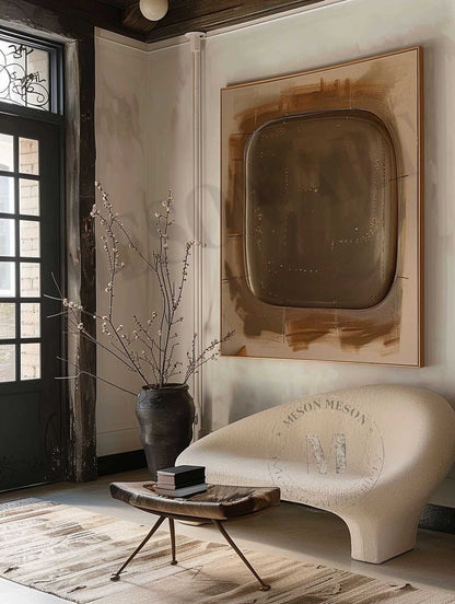 3D Wabi Sabi Wall Art Decor Brown Minimalist Abstract Art Canvas For Sale Brown Texture Painting