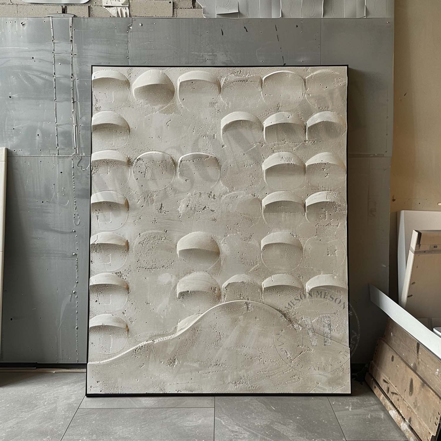3D Beige Plaster Texture Canvas Art for Sale Beige Plaster Minimalist Abstract Canvas Wall Painting