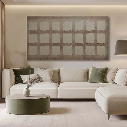Large Brown Square Abstract Canvas Wall Art Brown Texture Painting Brown Minimalist Art for Sale