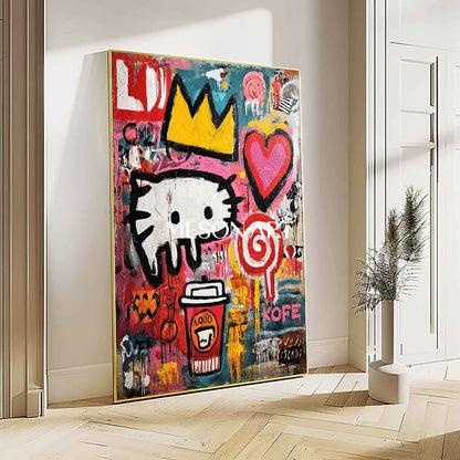 Urban Graffiti Art Neo Expressionism Coffee & Heart Symbolic Canvas
