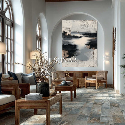 Wabi-Sabi Style Original Artwork 3D Textured Neutral Tones Painting