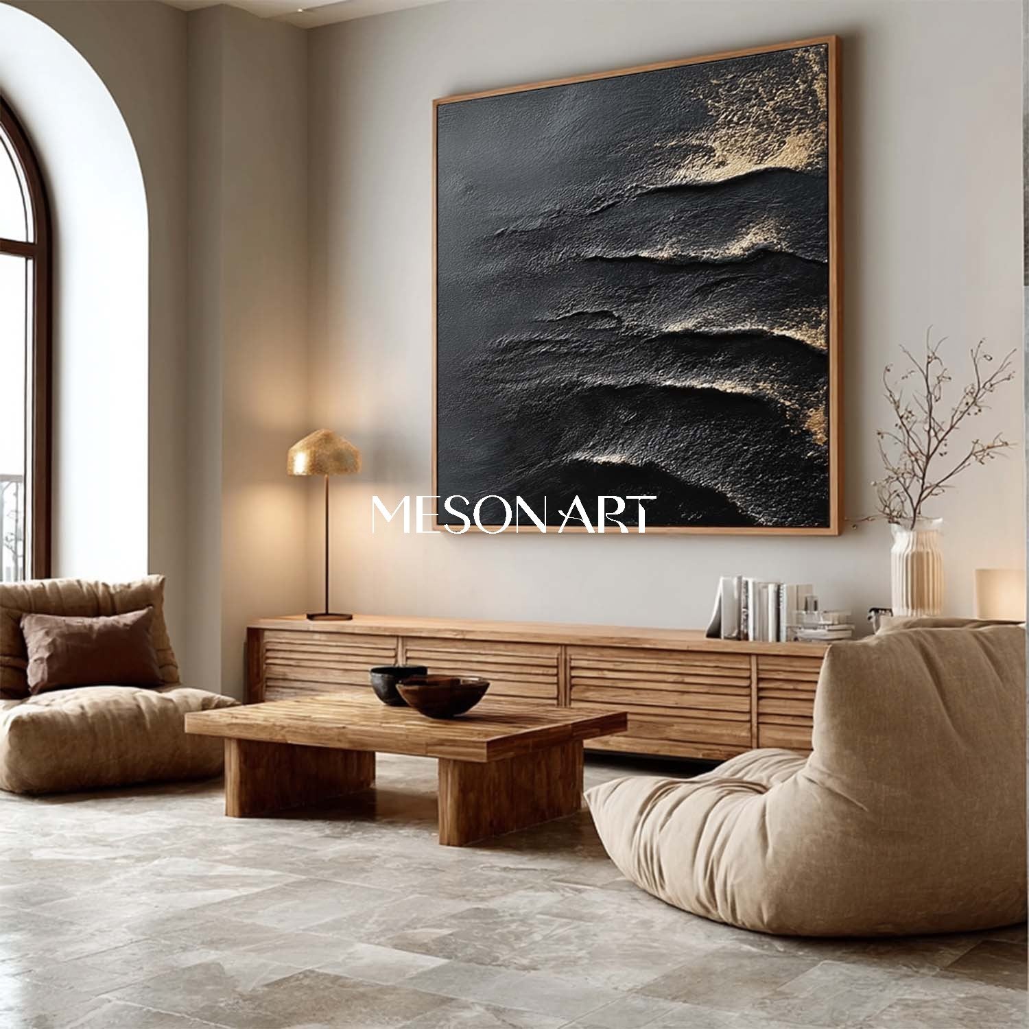 Shop Big Custom Abstract Textured Black Canvas Modern Art for Bedroom