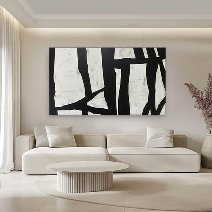 Extra Large Black and White Abstract Wall Art Decor Black and White Art on Canvas Black and White Oil Painting
