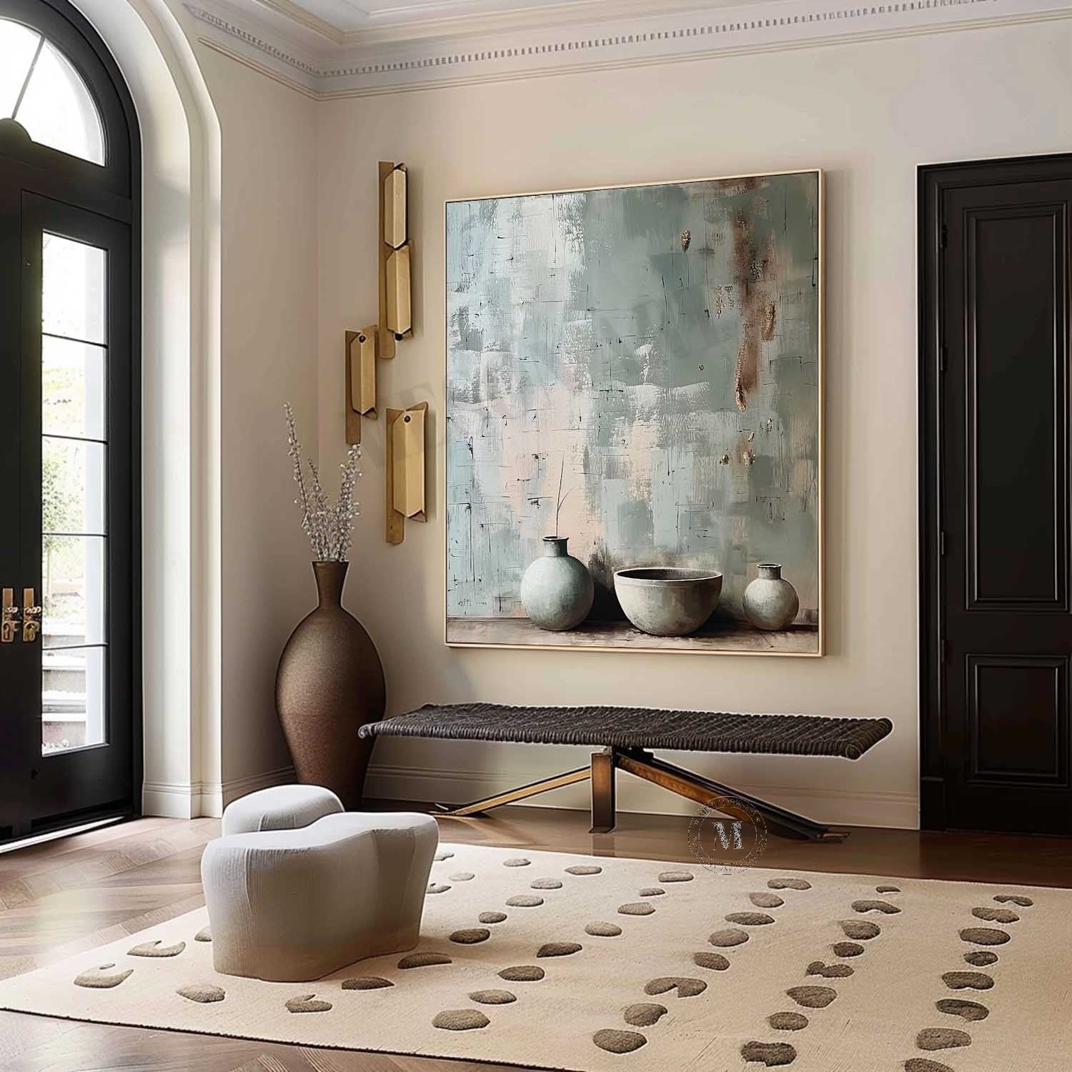 Gray Clay Pot Artwork for Sale Clay Pot Still Life Painting Gray Clay Pot Canvas Wall Art Decoration