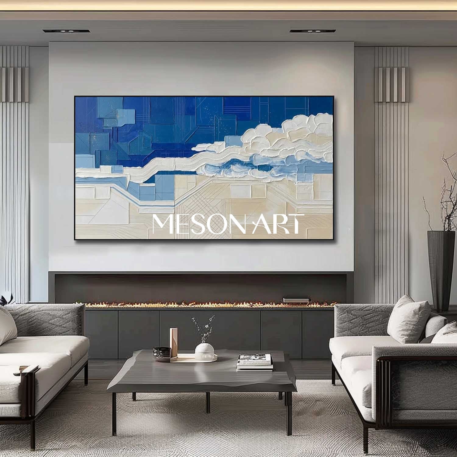 Buy Framed Abstract For Office Hand Painted 3D Home Decor Tech Inspired Textured Painting