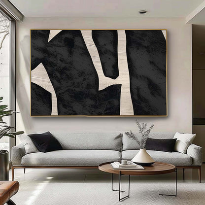 Black and White Abstract Art for Sale Large Black and White Wall Painting Black and White Minimalist Oil Painting