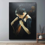 Realistic Oil Painting Of Girl Playing Cello Hyper-Realistic Cello Girl Art Hyper-Realistic Girl Portrait Canvas Wall Art