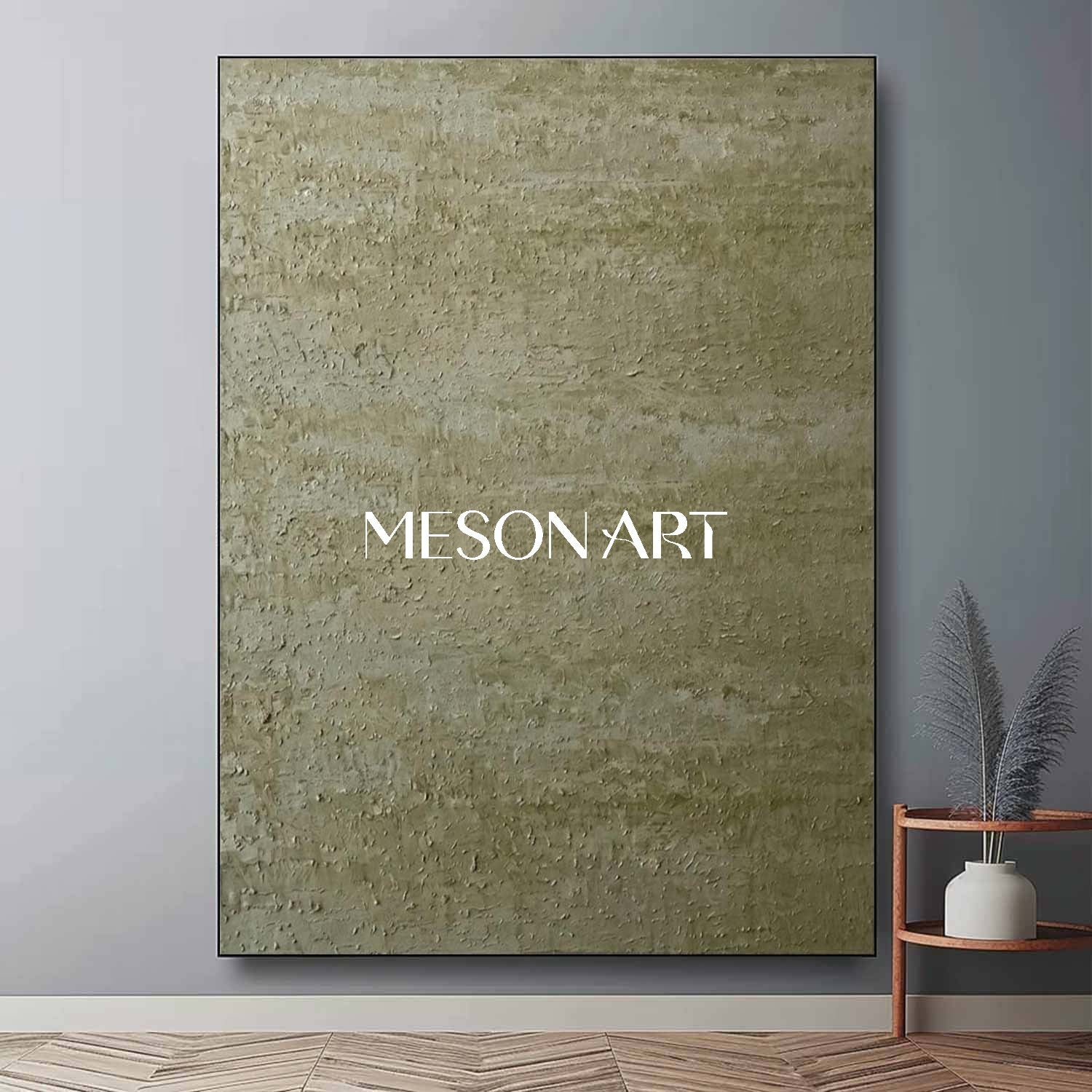 Olive Minimalist Wall Decor Wabi Sabi Staircase Wall Art Earthy Tone Living Room Piece