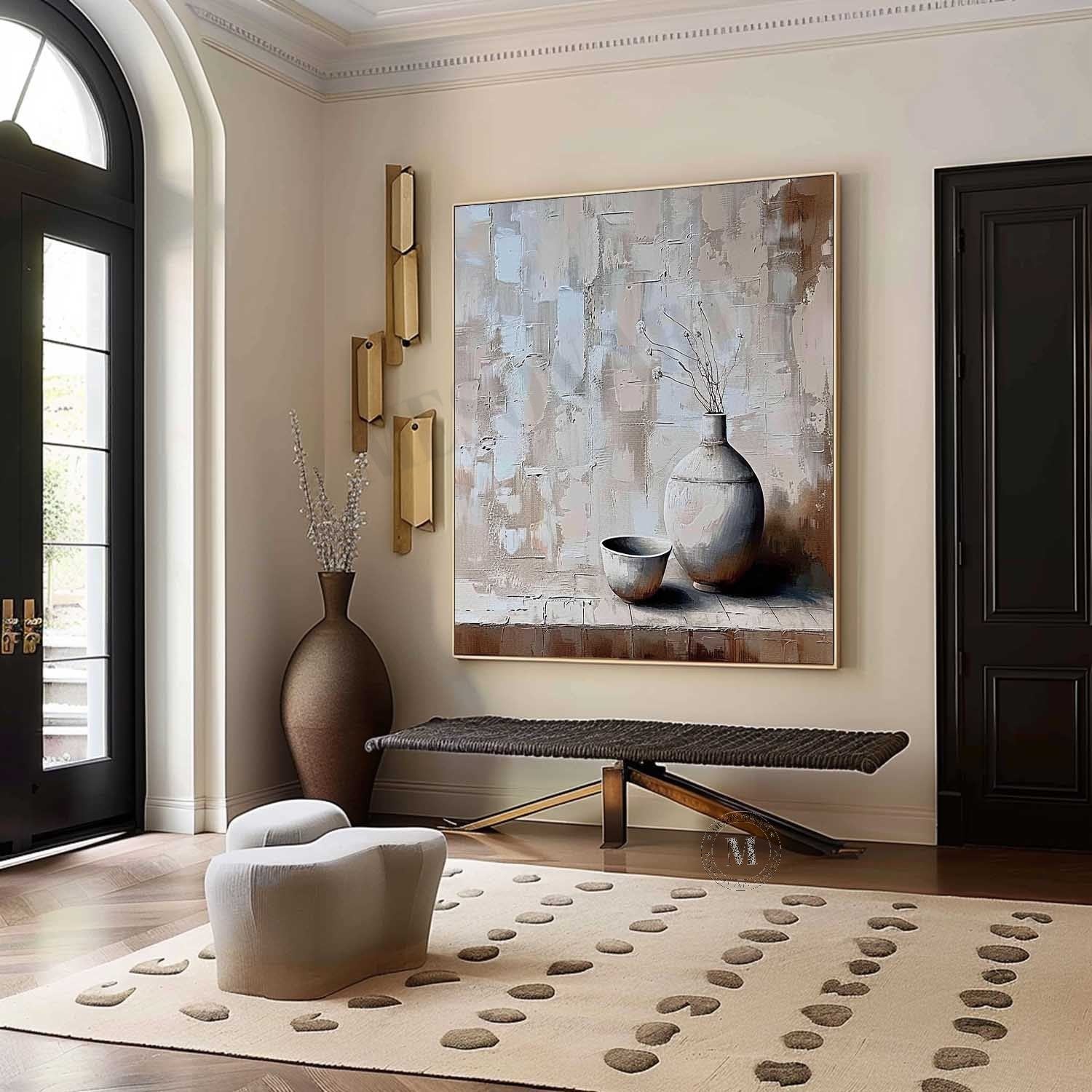 Gray Clay Pot Painting Gray Clay Pot Art Gray Clay Pot Canvas Wall Art for Sale