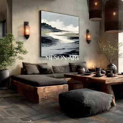 Minimalist Abstract Wall Art Hand-Painted Textured Canvas Living Room