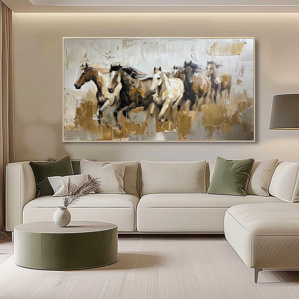 Large Horses Running on the Grassland Living Room Wall Decor Art Horses ...