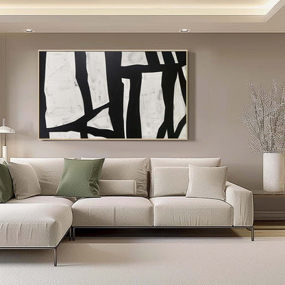 Extra Large Black and White Abstract Wall Art Decor Black and White Art on Canvas Black and White Oil Painting