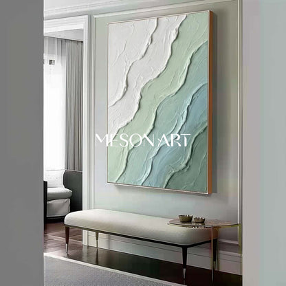 Large Green Abstract Sea Wall Art Decor Minimalist Ocean Wave Painting