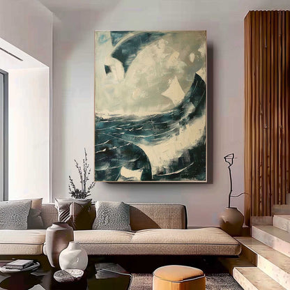 Large Blue Abstract Sea Texture Painting Blue Abstract Sea Abstract Canvas Art Blue Abstract Sea Wall Art