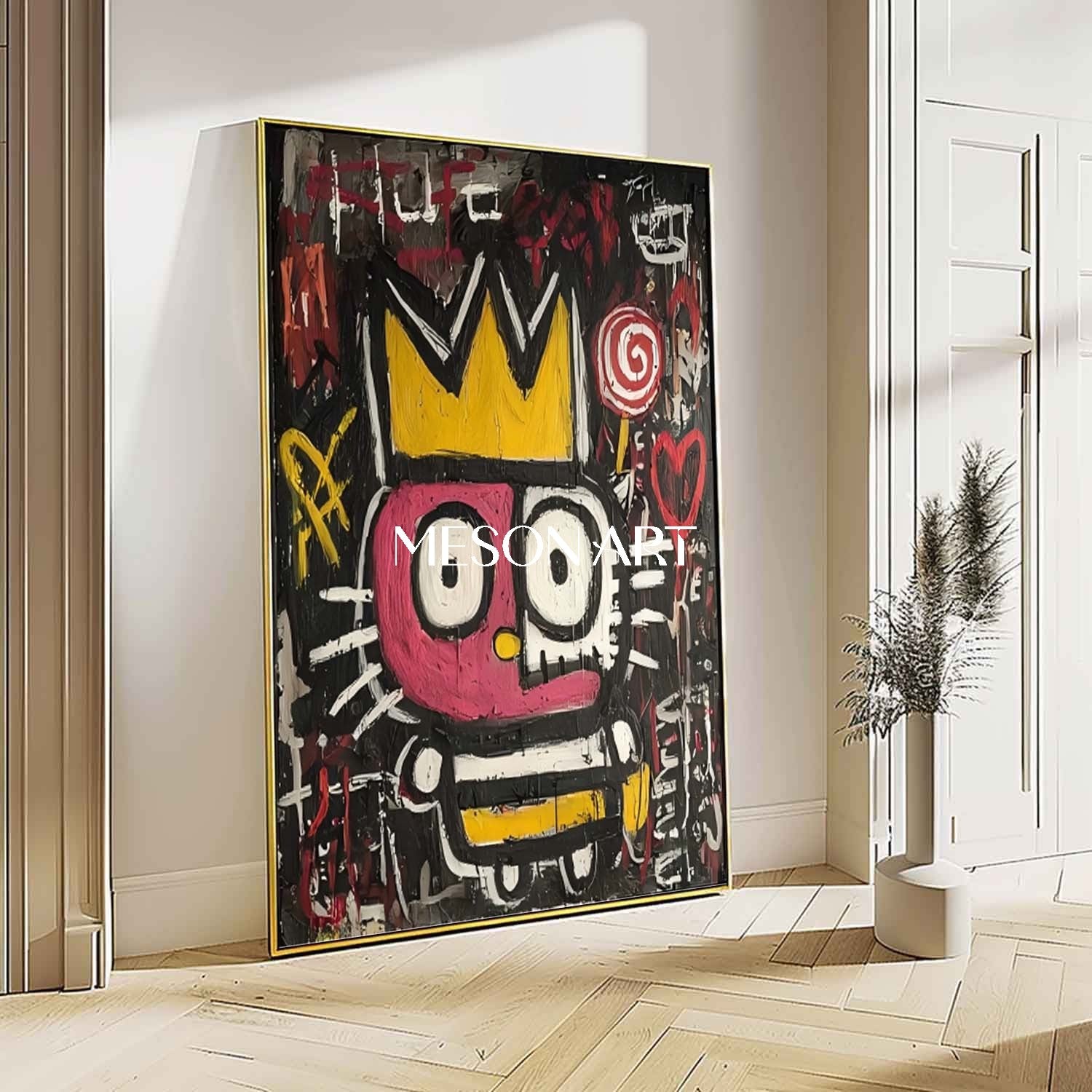 Graffiti Dark Neo Expressionism Crown Figure Original Oil Painting Art