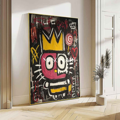 Graffiti Dark Neo Expressionism Crown Figure Original Oil Painting Art
