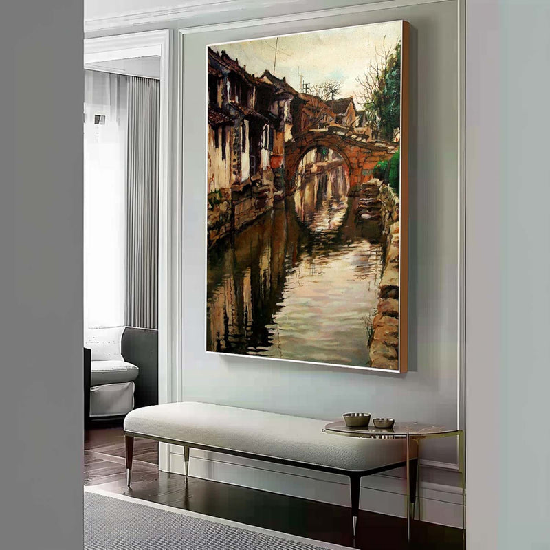 Old Watertown Oil Painting Old Watertown Canvas Wall Art Surreal Old Watertown Art for Sale