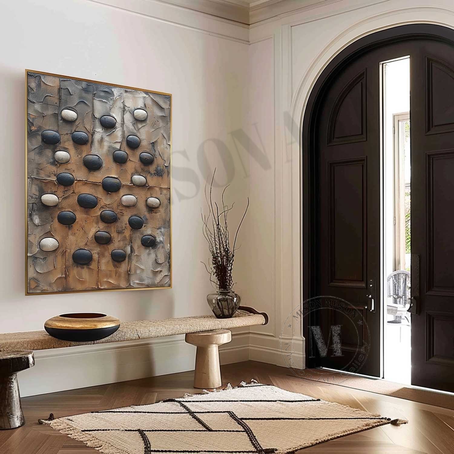 Large 3D Wabi Sabi Abstract Art Black and White Abstract Art for Sale Black and White Canvas Wall Art