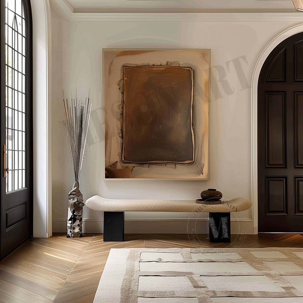 3D Wabi Sabi Wall Decor Brown and Gold Minimalist Abstract Art Canvas ...