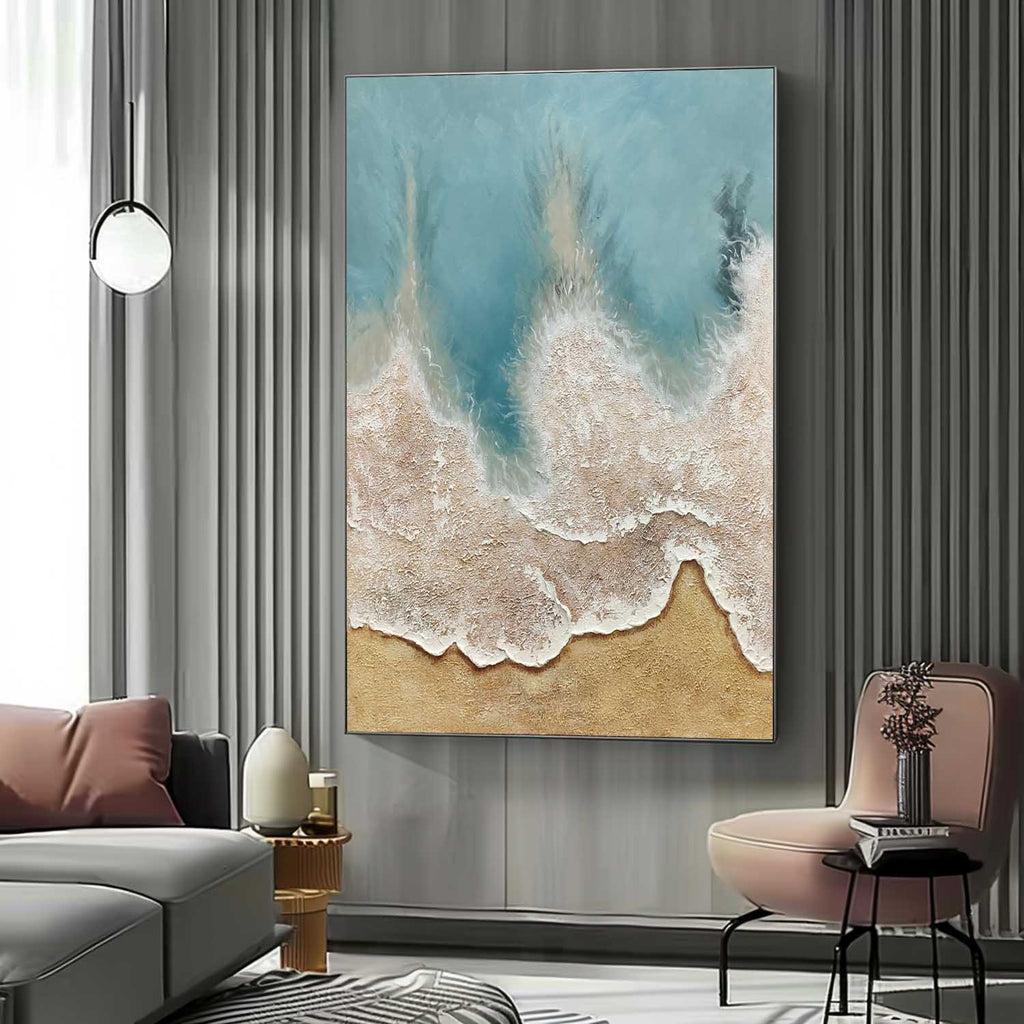Photo inspiration: Picture Idea: Large 3D Coastal Wall Painting Sea Heavy Textured Plaster Art