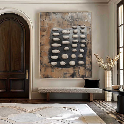 Large 3D Green and Grey Textured Painting Wabi-Sabi Art Green and Grey Abstract Wall Art
