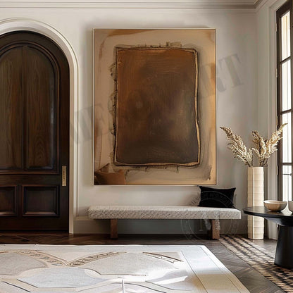 3D Wabi Sabi Wall Decor Brown and Gold Minimalist Abstract Art Canvas for Sale Brown and Gold Textured Painting