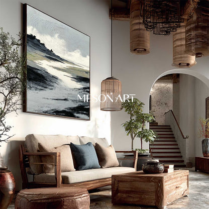 Minimalist Abstract Wall Art Hand-Painted Textured Canvas Living Room