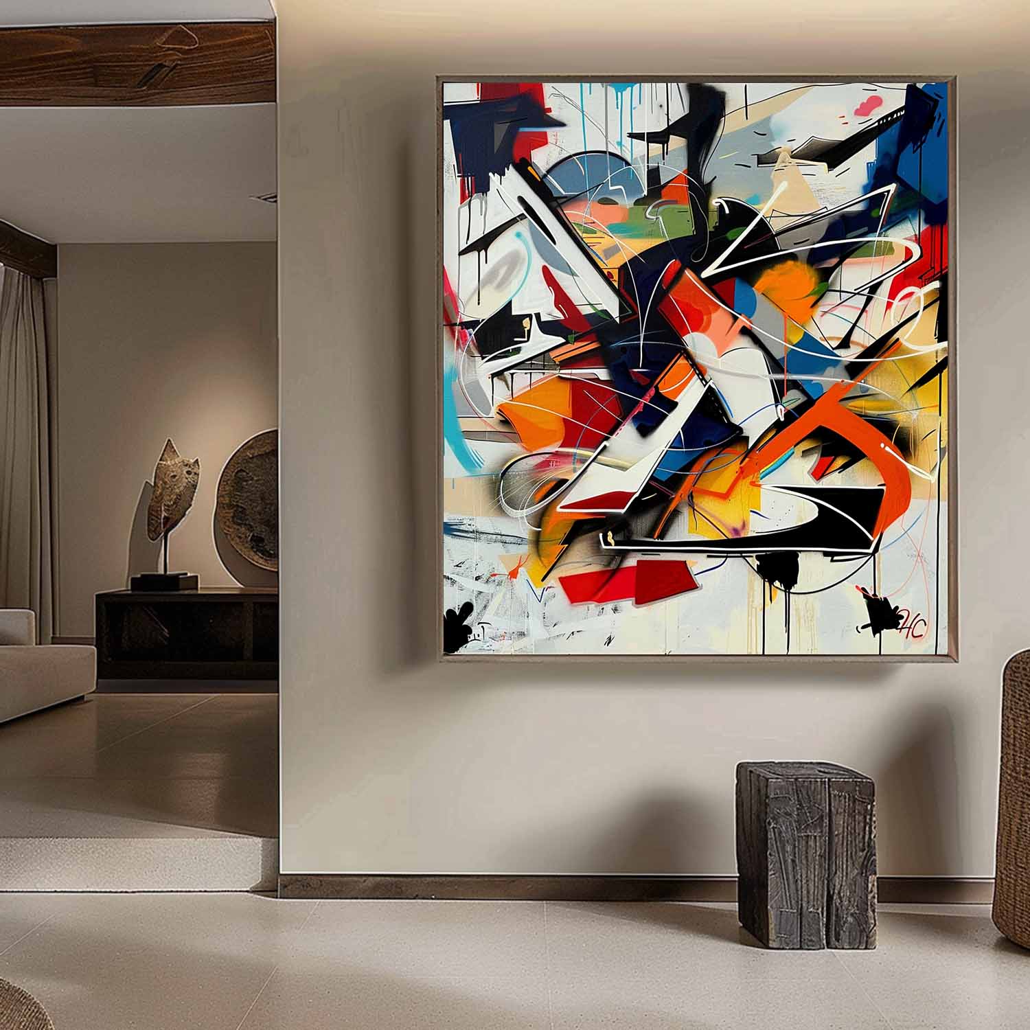 Abstract Pop Art on Canvas Colorful Pop Abstract Art Abstract Pop Art Canvas Wall Art Decor for Sale