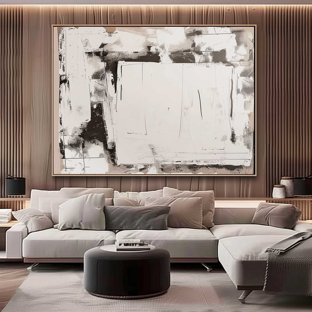 Large Gray and White Abstract Art Gray and White Abstract Oil Painting ...