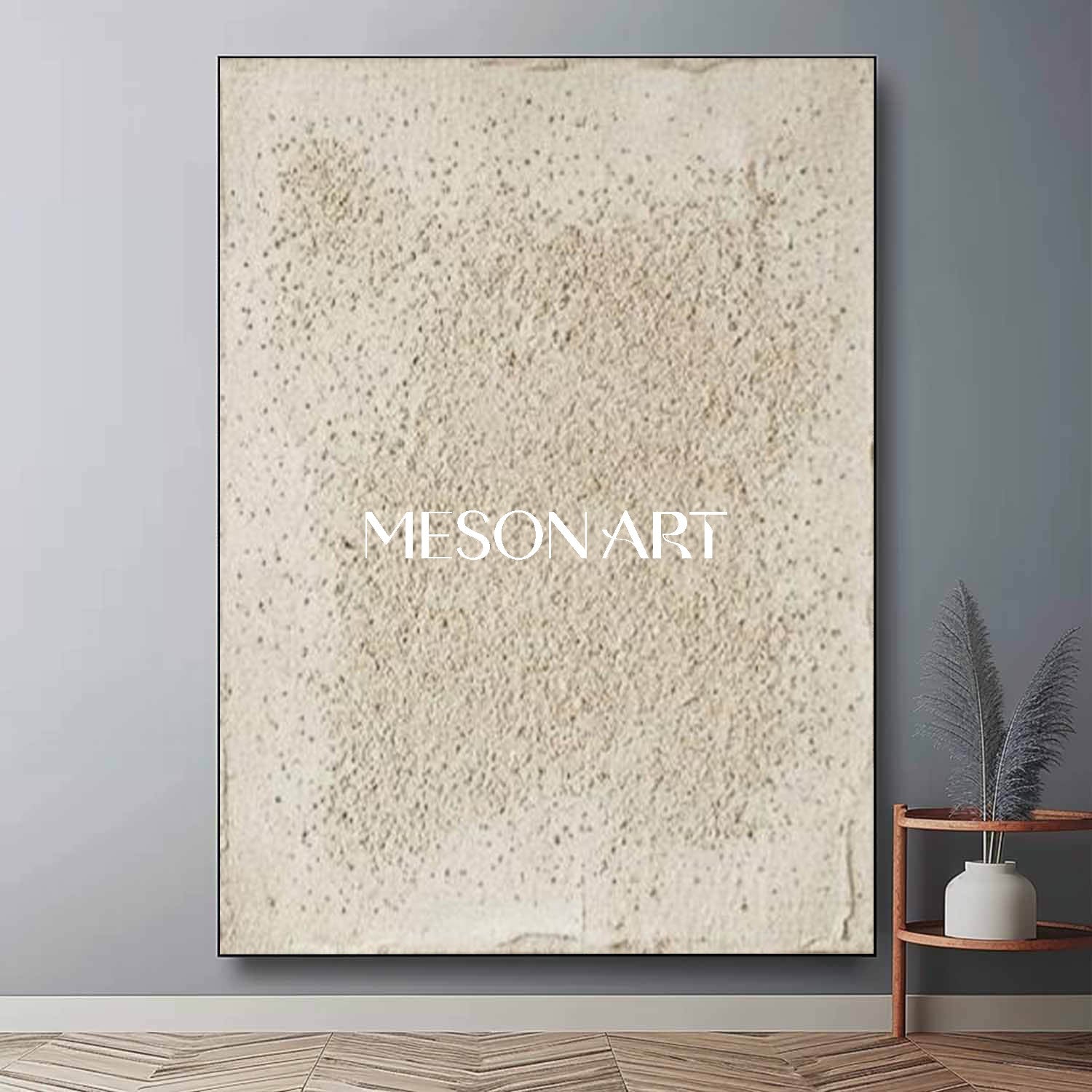 Cream White Contemporary Oil Minimalist Sand Wall Decor MesonArt Exclusive Original