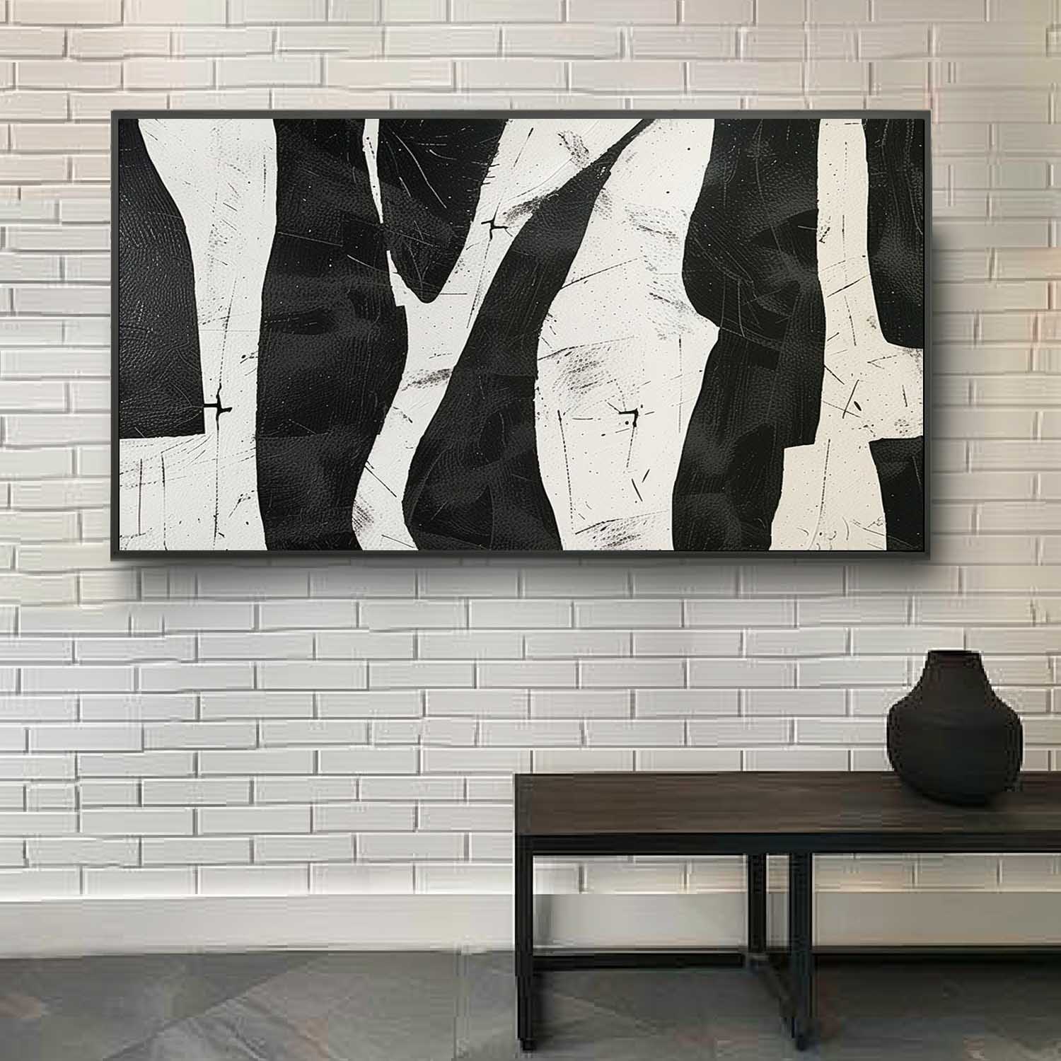 Oversized black And White Abstract Wall Art Decor Contemporary Black And White Minimalist Oil Painting On Canvas