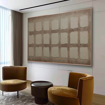 Large Brown Square Abstract Canvas Wall Art Brown Texture Painting Brown Minimalist Art for Sale