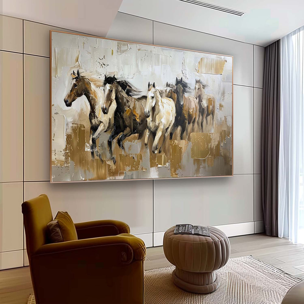 Large Horses Running on the Grassland Living Room Wall Decor Art Horses ...